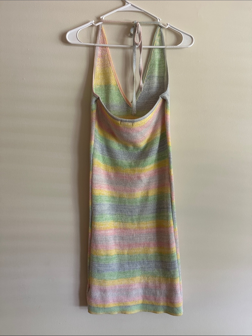 wild fable Pastel Striped V-Neck Knit Dress in Green, Pink, Yellow, Blue, Violet - Picture 4 of 9